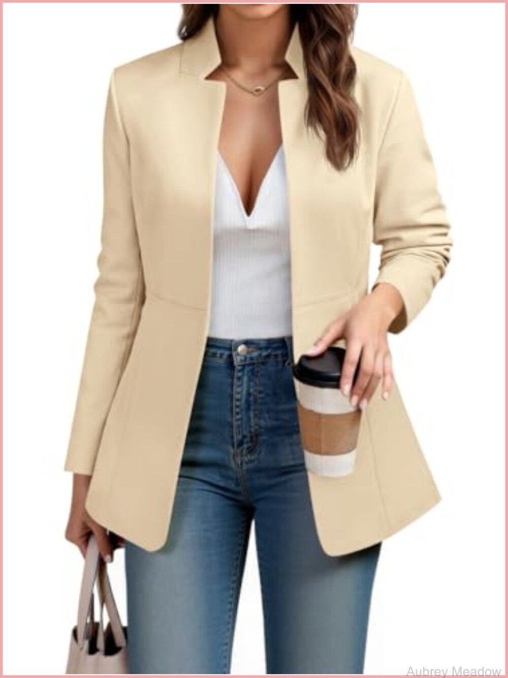 Womens Business Casual Blazer Long Sleeve Open Front Notch Collar Work Office